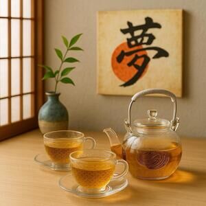 TRC 2000s Clear Glass Bubble Teapot 2 Cups & Saucers Set NIB Gift